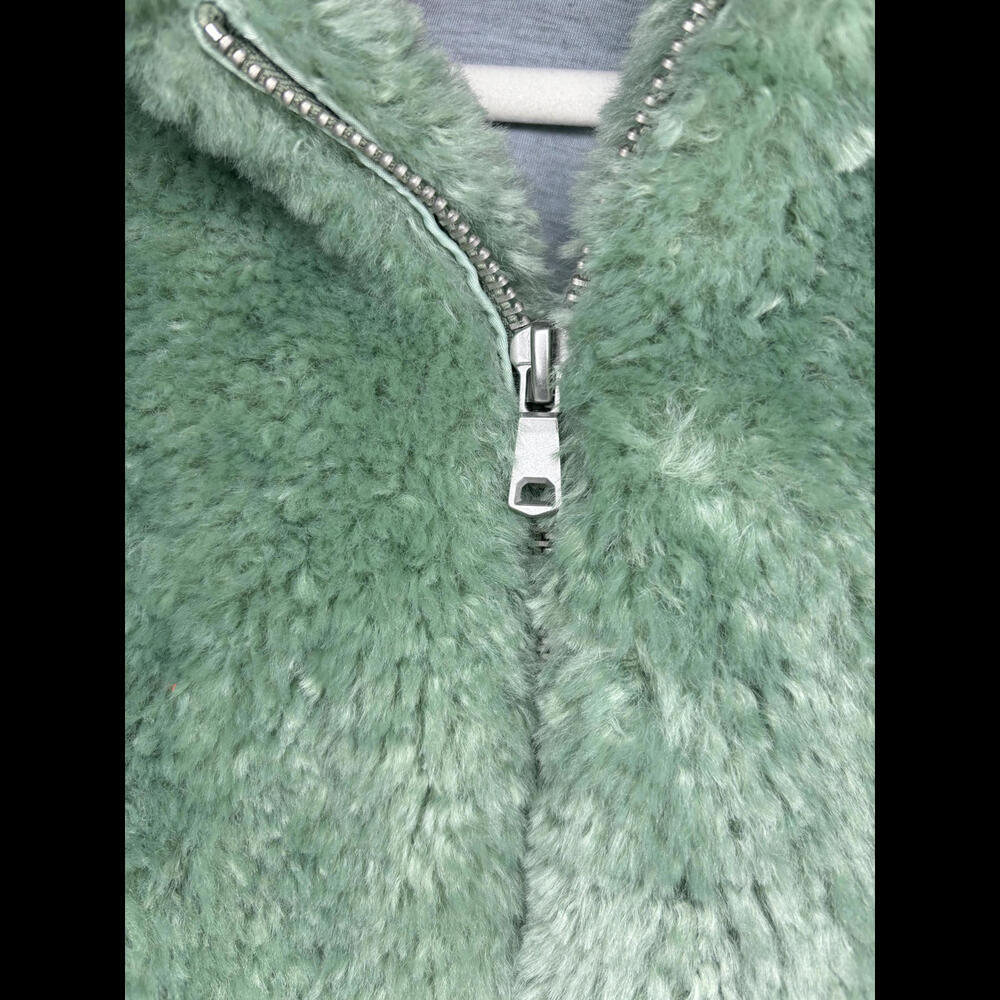 NWT Urban Outfitters Sz XS  Mint Green Hooded Faux Fur Teddy Jacket (1602) - Picture 7 of 7